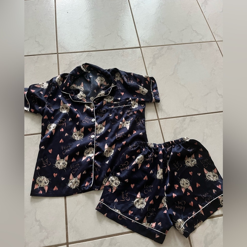Cat Print Pajama Set